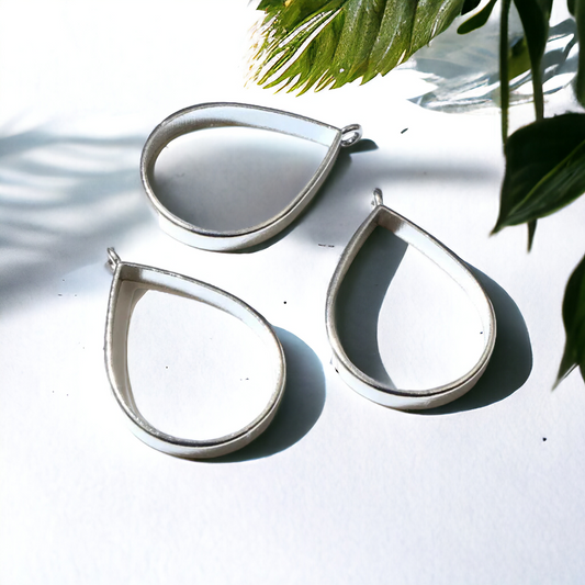 Silver Drop Pendant Bezel - ClartStudios - Polymer clay Jewellery