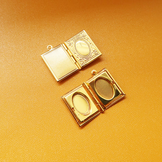 Gold Book Locket - ClartStudios - Polymer clay Jewellery
