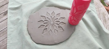 CC36 - Mandala Flower texture Roller - Specially made for Pottery and Ceramics - ClartStudios - Polymer clay Jewellery