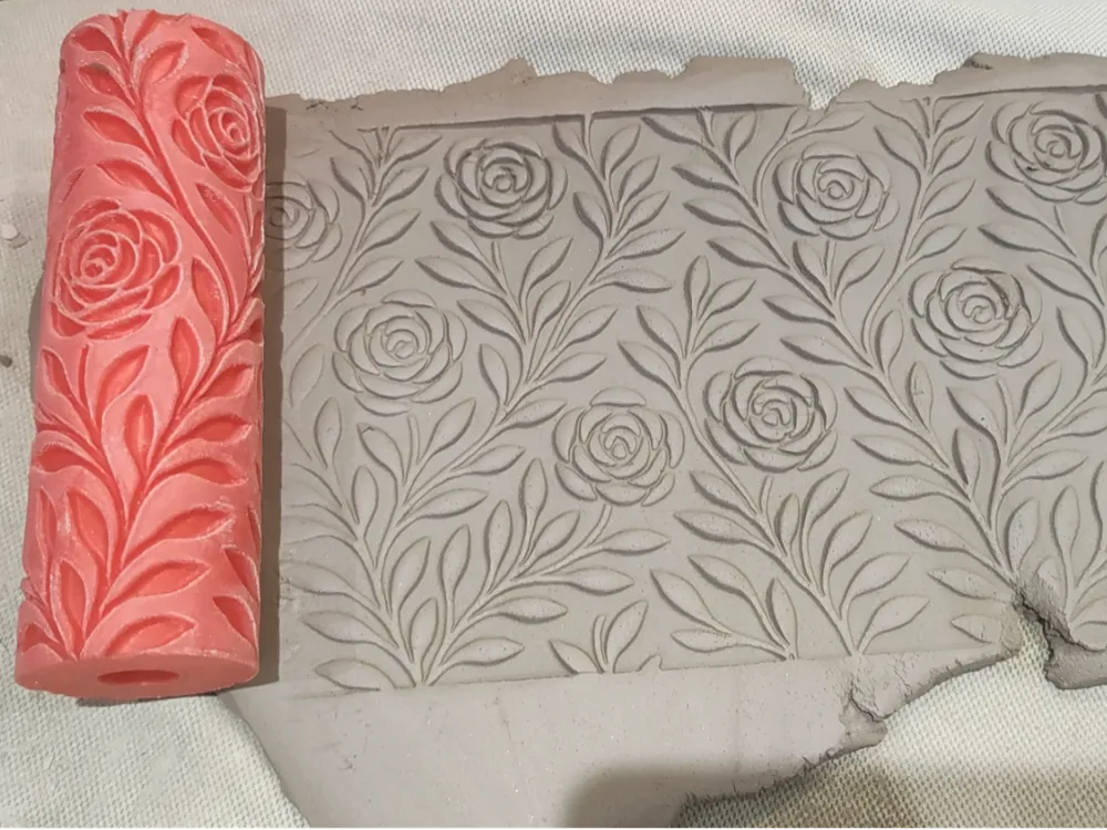 CC33 - Vineyard Rose texture Roller - Specially made for Pottery and Ceramics - ClartStudios - Polymer clay Jewellery