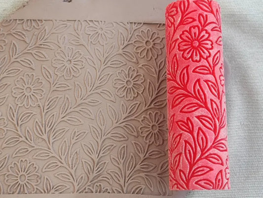 CC31 - Daisy Meadow - Embossed texture Roller - Specially made for Pottery and Ceramics - ClartStudios - Polymer clay Jewellery