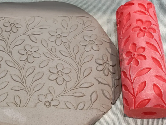 CC29 - Happy Petals texture Roller - Specially made for Pottery and Ceramics - ClartStudios - Polymer clay Jewellery