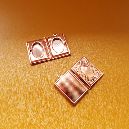 Rose Gold Book Locket - ClartStudios - Polymer clay Jewellery