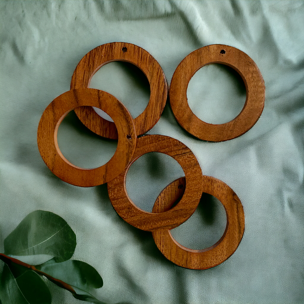 Wood Circle Charm - ClartStudios - Polymer clay Jewellery