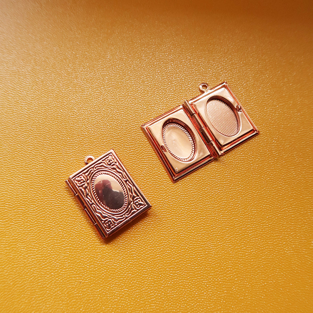 Rose Gold Book Locket - ClartStudios - Polymer clay Jewellery