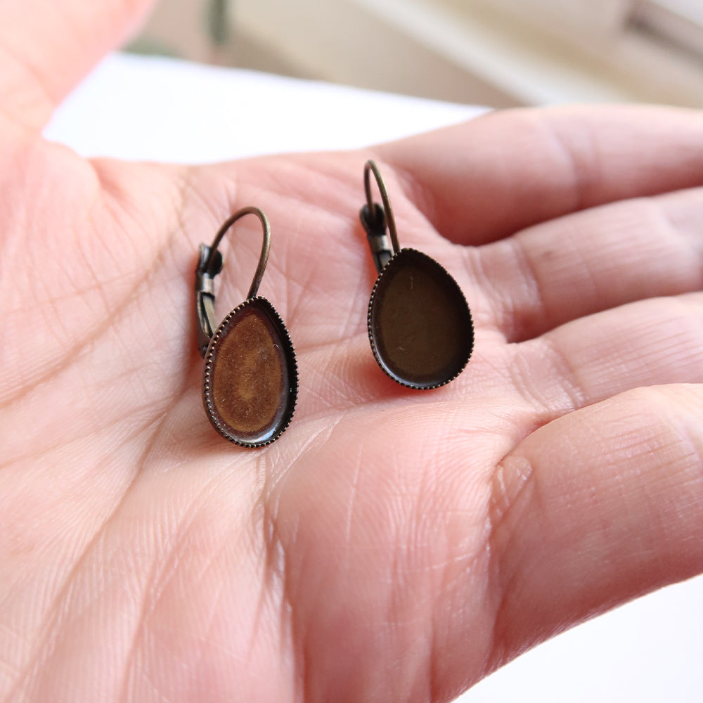 Bronze Drop Style Earring Base (14mm) - ClartStudios - Polymer clay Jewellery