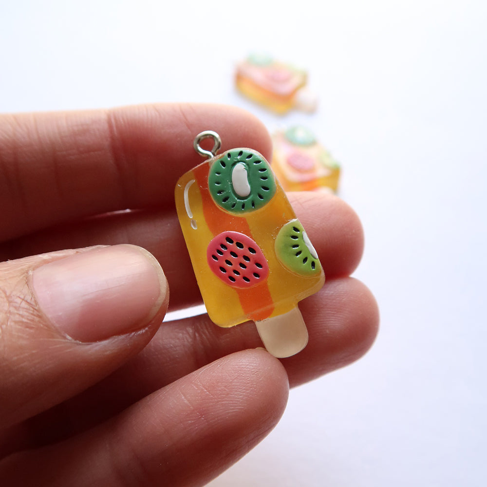 Kiwi Fruit Popsicle - ClartStudios - Polymer clay Jewellery
