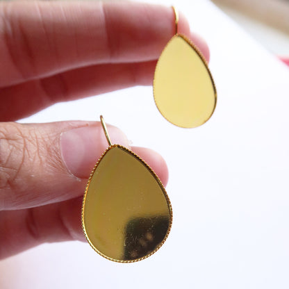Gold Drop Style Earring Base (25mm) - ClartStudios - Polymer clay Jewellery