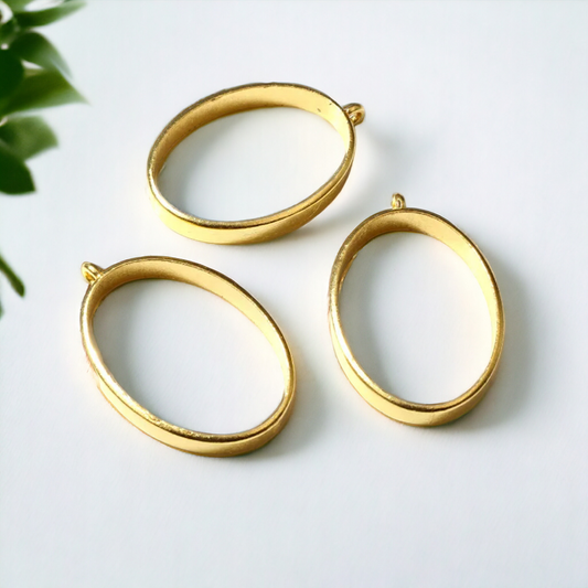 Golden Oval Pendant Bezel - ClartStudios - Polymer clay Jewellery