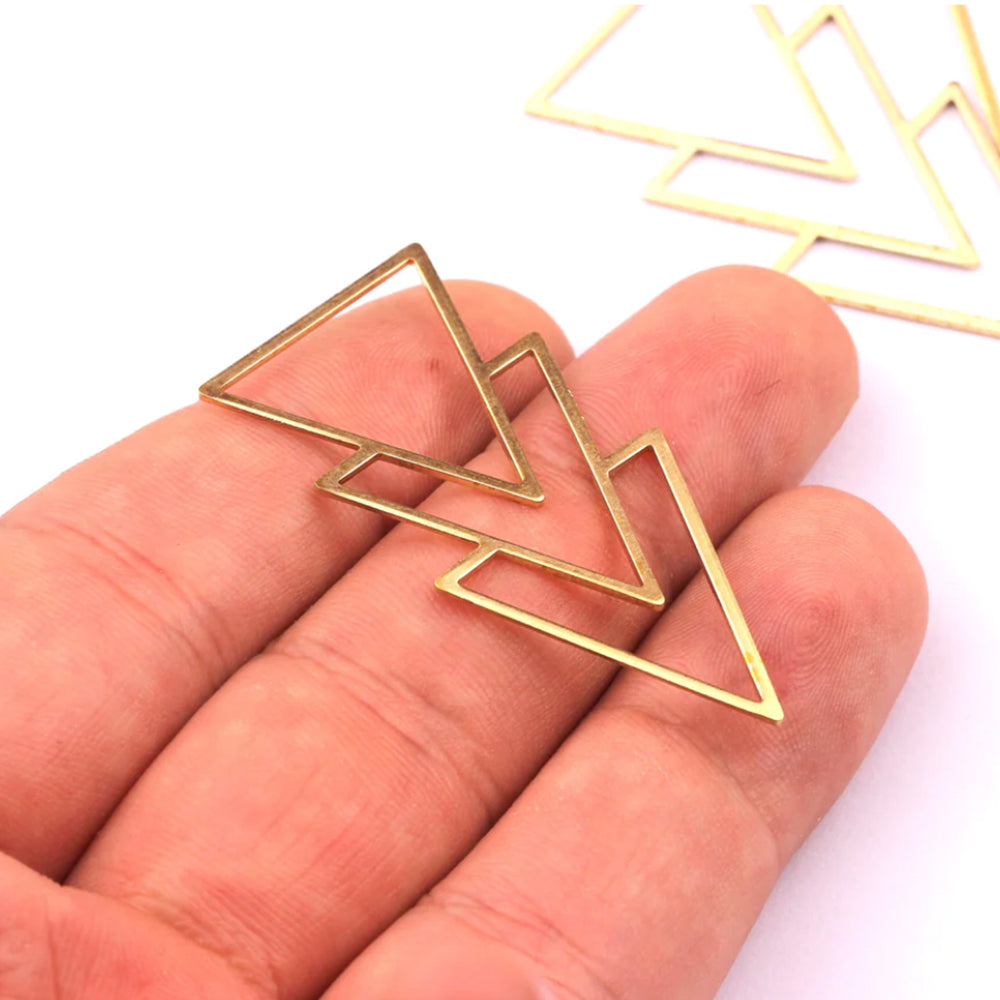 Brass 3 Triangle Charms - ClartStudios - Polymer clay Jewellery