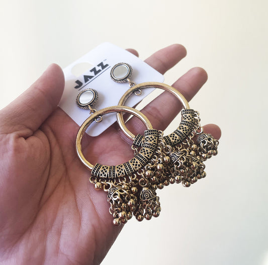 Mirror Stud  Gold Oxidised Earring Base (RG 10) - ClartStudios - Polymer clay Jewellery