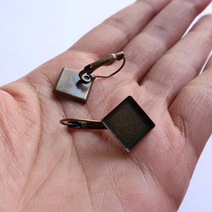 Bronze Square Style Earring Base (12mm) - ClartStudios - Polymer clay Jewellery