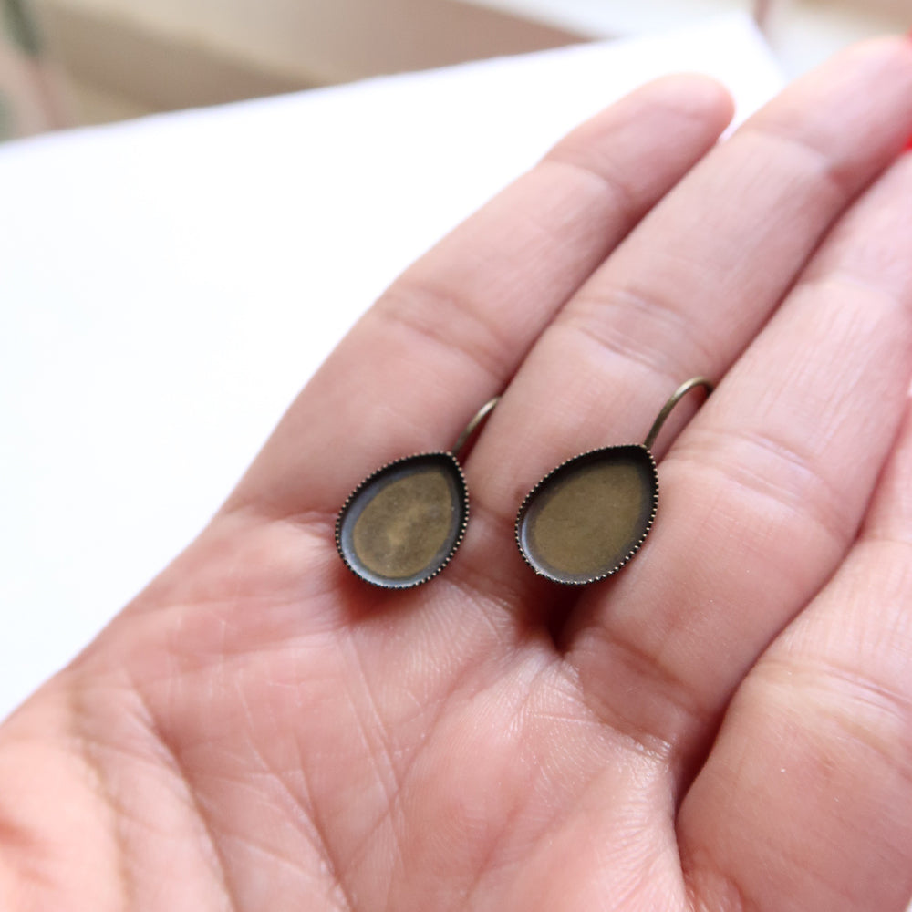 Bronze Drop Style Earring Base (14mm) - ClartStudios - Polymer clay Jewellery