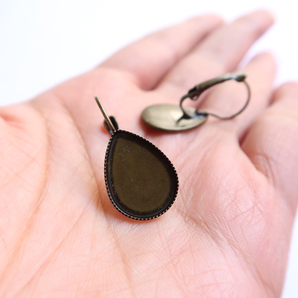 Bronze Drop Style Earring Base (18mm) - ClartStudios - Polymer clay Jewellery
