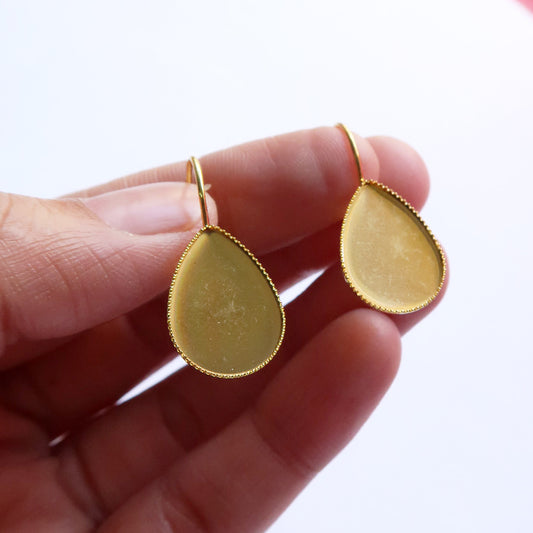 Gold Drop Style Earring Base - ClartStudios - Polymer clay Jewellery