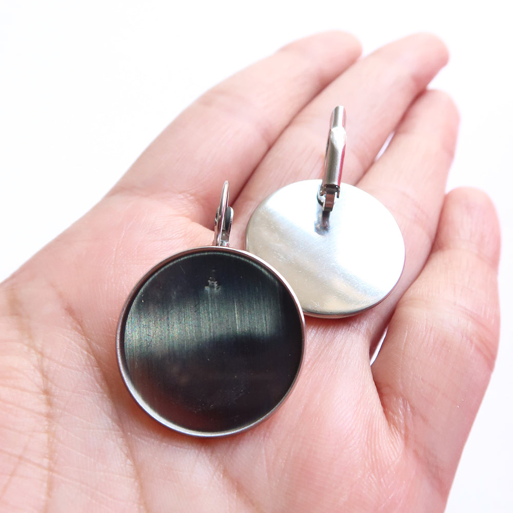 Silver Circle Style Earring Base - ClartStudios - Polymer clay Jewellery