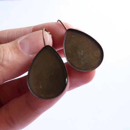 Bronze Drop Style Earring Base (25mm) - ClartStudios - Polymer clay Jewellery