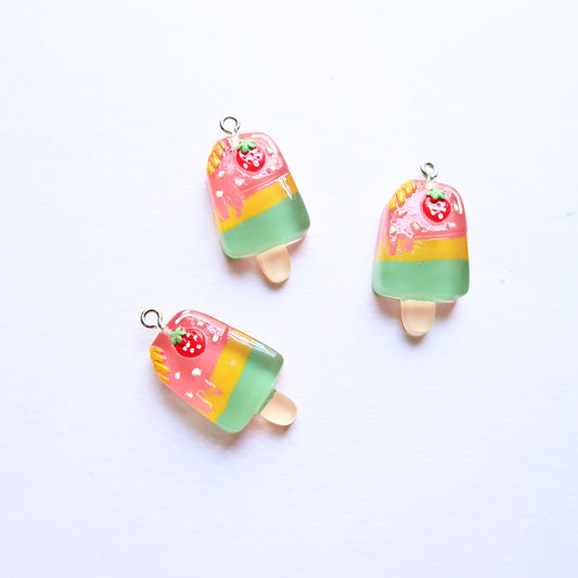 Strawberry Fruit Popsicle - ClartStudios - Polymer clay Jewellery