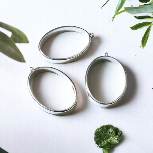 Silver Oval Pendant Bezel - ClartStudios - Polymer clay Jewellery