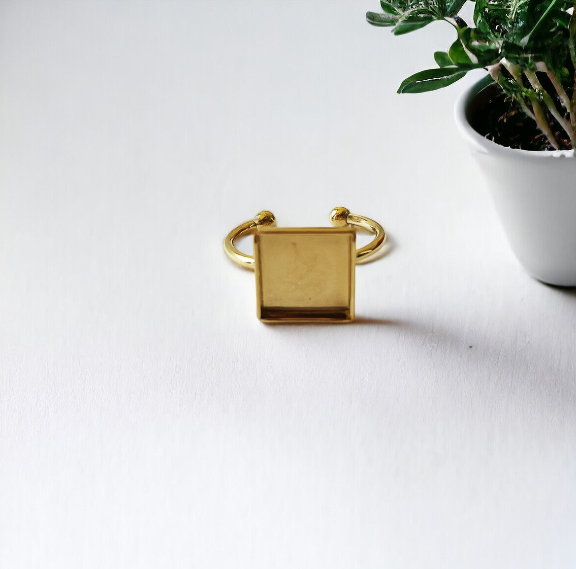 Square Ring Base - Water resistant - Tarnish free - ClartStudios - Polymer clay Jewellery