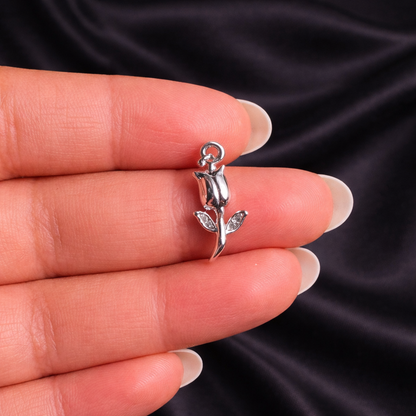 BTF64 - Mini Tulip with Zircon Leaf 18k Gold Plated Brass Pendant (Anti Tarnish) (1pc) - ClartStudios - Polymer clay Jewellery