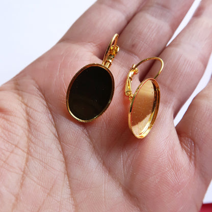 Gold Oval Style Earring Base - ClartStudios - Polymer clay Jewellery