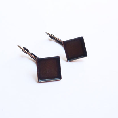 Bronze Square Style Earring Base (12mm) - ClartStudios - Polymer clay Jewellery