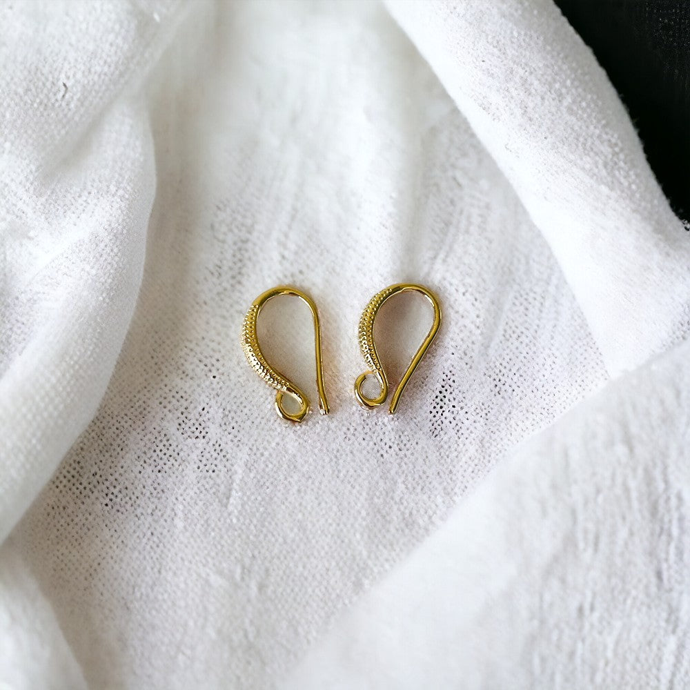 Textured 18 k Gold Plated Hooks   - Sold in Pair - ClartStudios - Polymer clay Jewellery