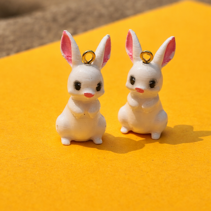 R020 - Cute White Bunny Charm - Waterproof & Adorable - ClartStudios - Polymer clay Jewellery
