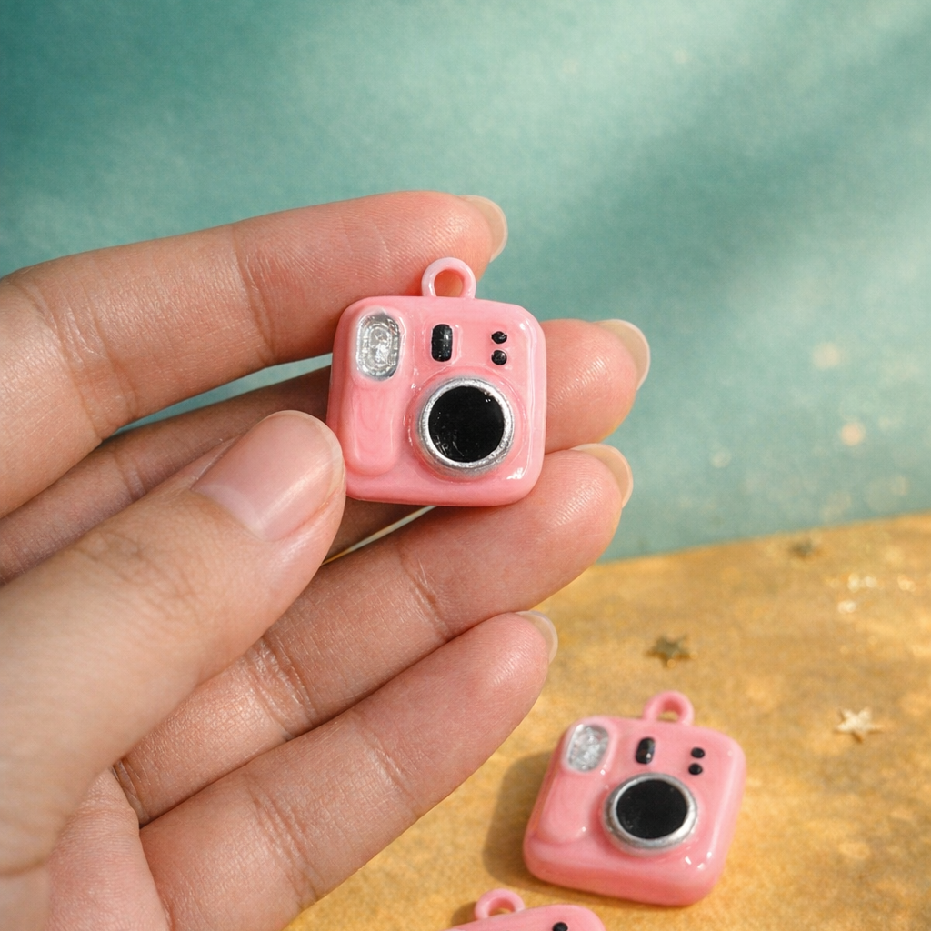R010 - Pink Instax Camera Charm - Waterproof & Adorable - ClartStudios - Polymer clay Jewellery