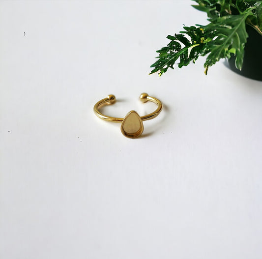 Little Drop Ring Base - Water resistant - Tarnish free - ClartStudios - Polymer clay Jewellery