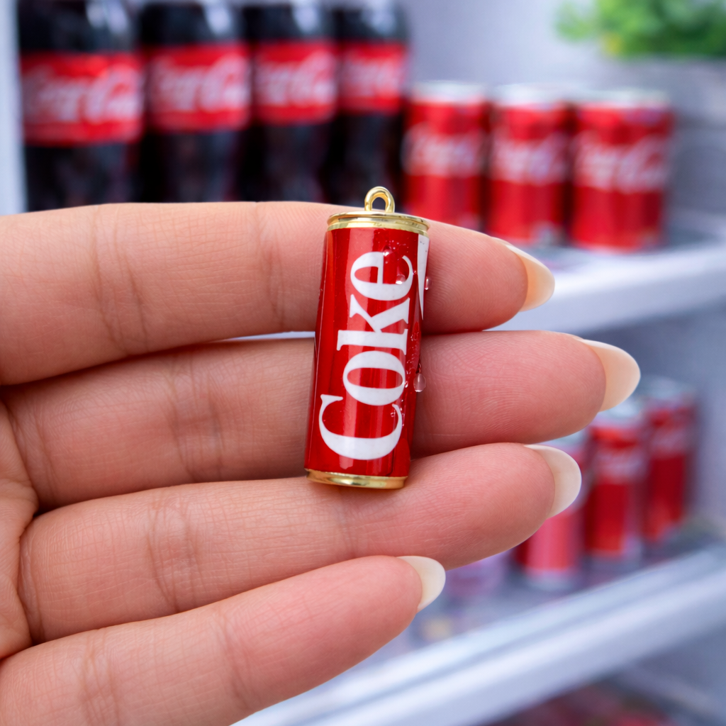 R007 - Coke - coca cola Golden Tin/Can - Waterproof & Adorable - ClartStudios - Polymer clay Jewellery