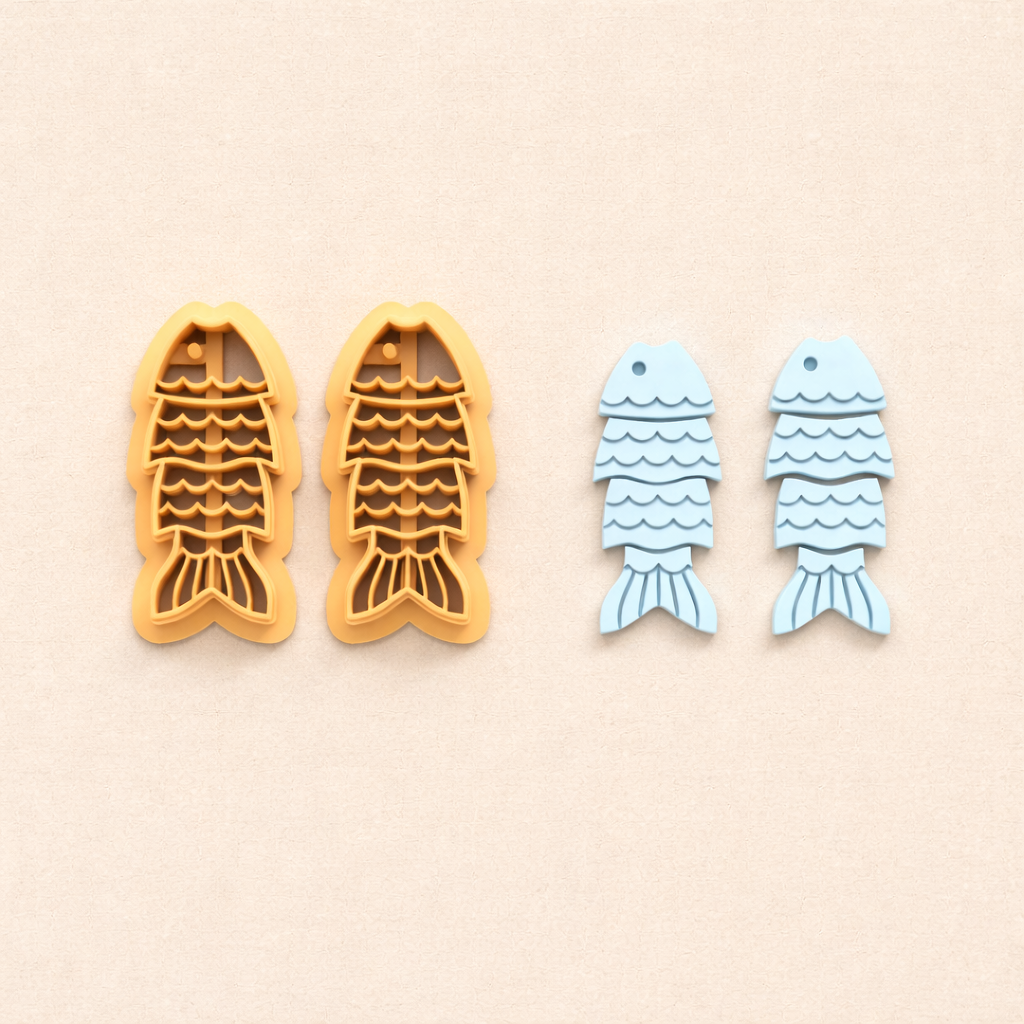 S036 - Layered Pattern Fish (F6) Cutter (Pack of 2) | Summer Collection - ClartStudios - Polymer clay Jewellery