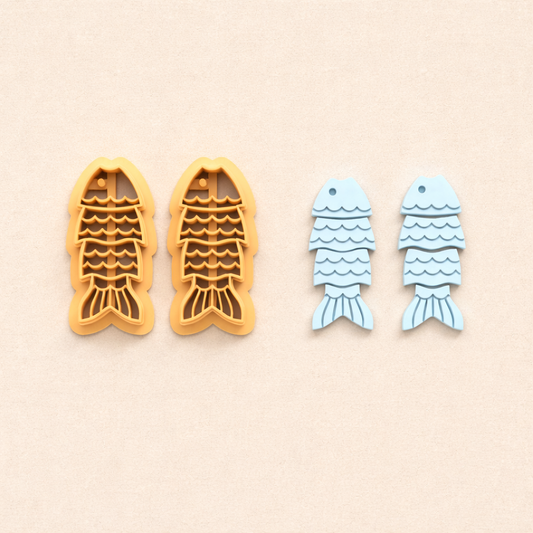 S036 - Layered Pattern Fish (F6) Cutter (Pack of 2) | Summer Collection - ClartStudios - Polymer clay Jewellery