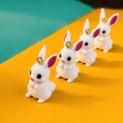 R020 - Cute White Bunny Charm - Waterproof & Adorable - ClartStudios - Polymer clay Jewellery