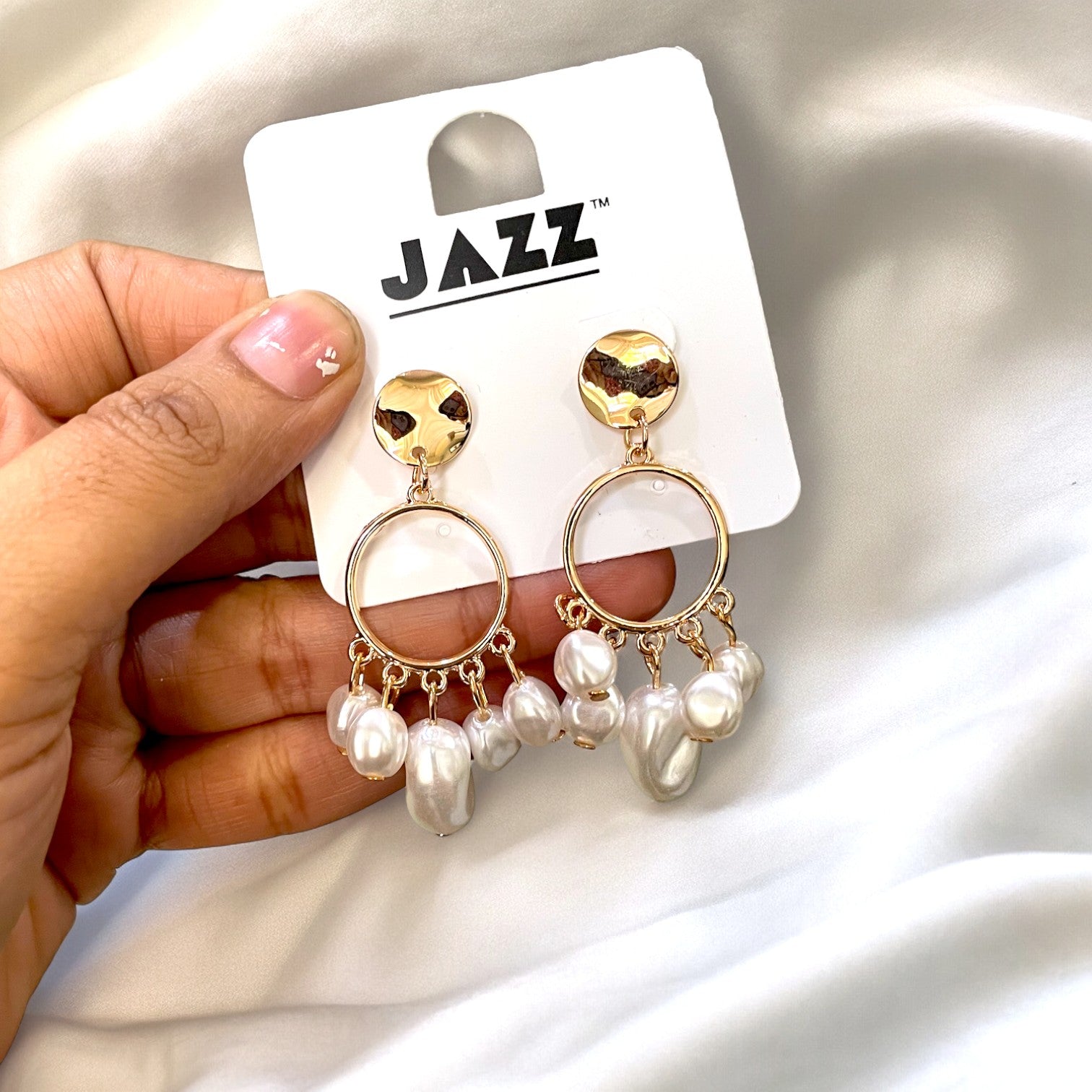 Pearl Drop Hollow Earrings - ClartStudios - Polymer clay Jewellery