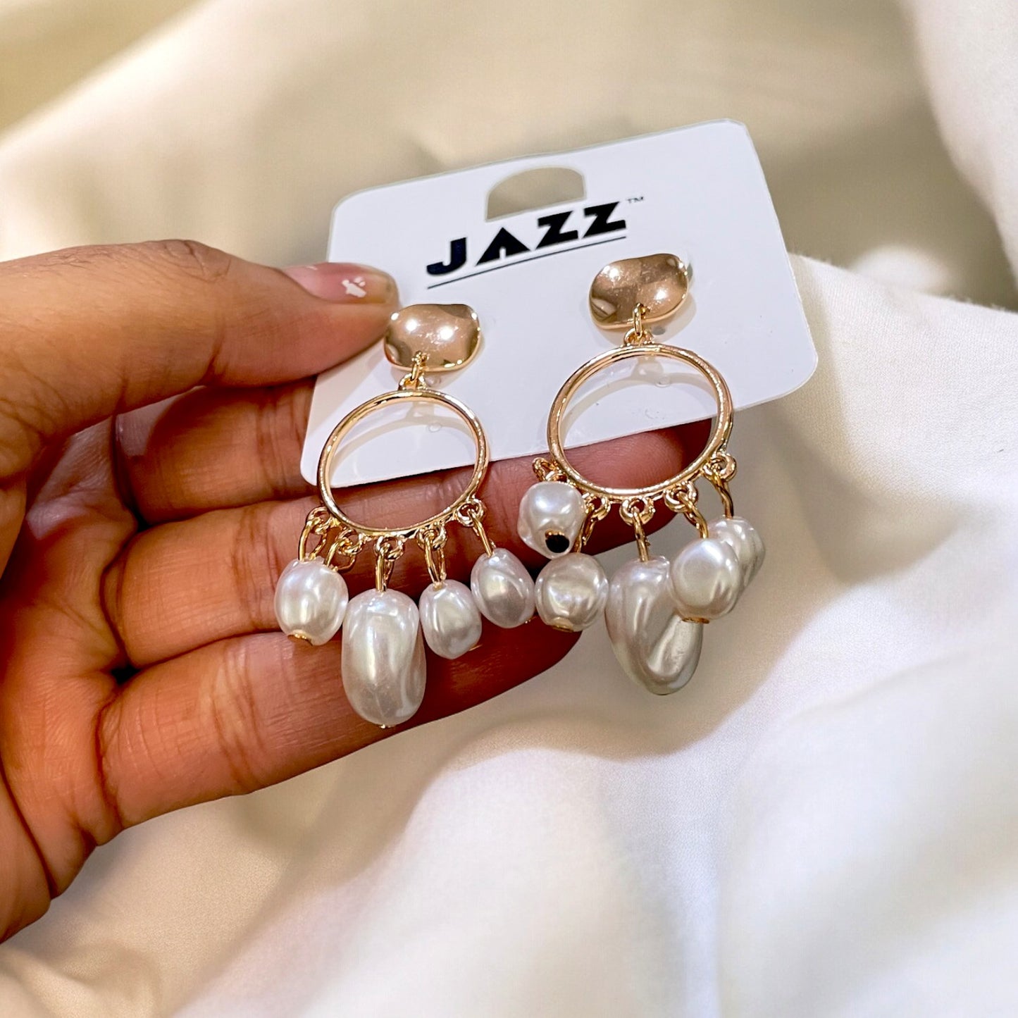 Pearl Drop Hollow Earrings - ClartStudios - Polymer clay Jewellery