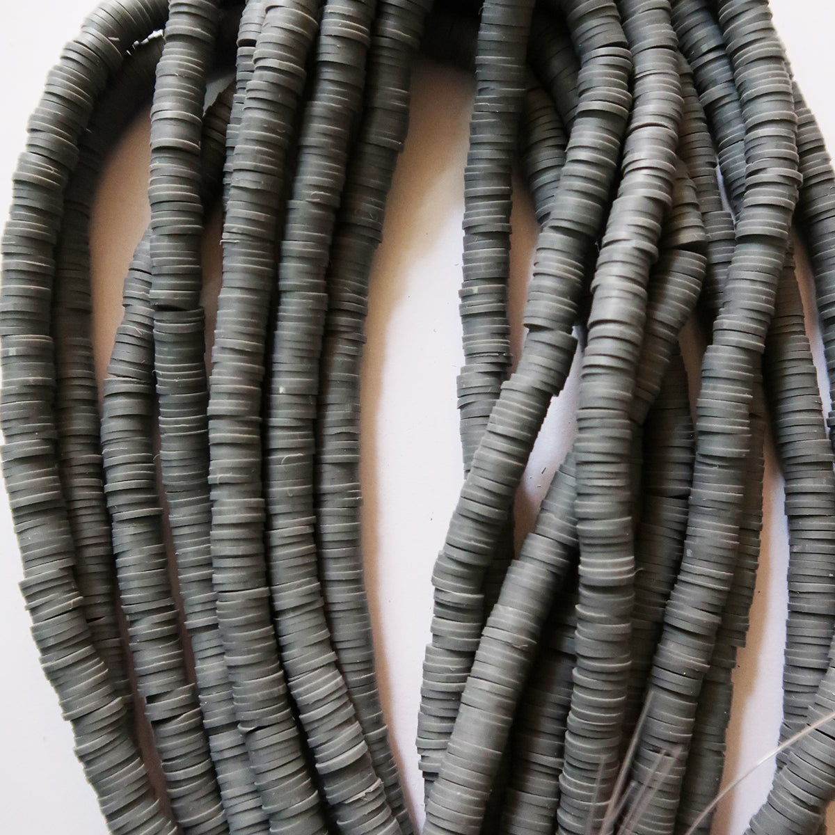 Grey - 1X8mm Disc Polymer Clay Beads - ClartStudios - Polymer clay Jewellery