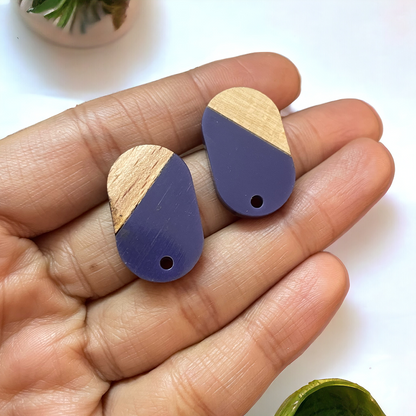 Wood and Navy Acetate Stud Findings - ClartStudios - Polymer clay Jewellery