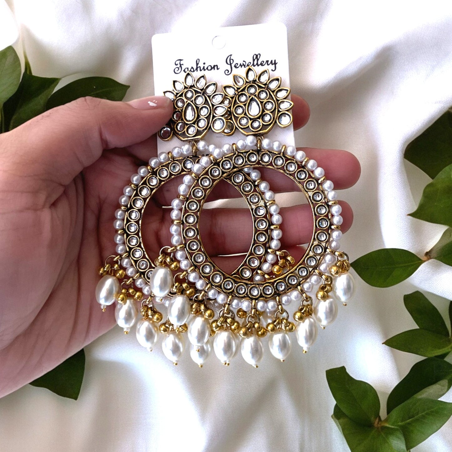 Special Events Bridal Pearl Kundan Earring Bezels For Resin Art