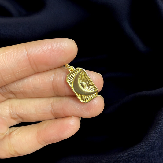 BTF01 - Moon and Sun 18k Gold Plated Brass Pendant (Anti Tarnish) (1pc) - ClartStudios - Polymer clay Jewellery