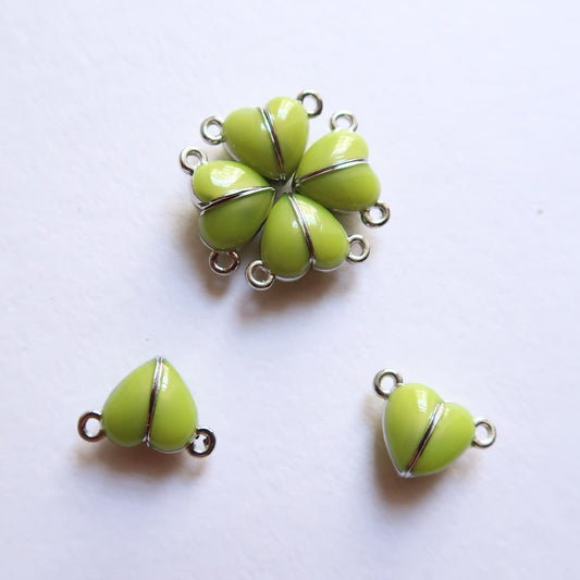 Bright Green Magnet Heart - ClartStudios - Polymer clay Jewellery