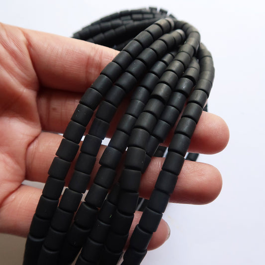 Black - 6mm Bucket Polymer Clay Beads - ClartStudios - Polymer clay Jewellery
