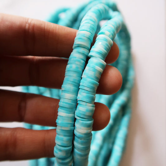 Blue Candy - 1X8mm Disc Polymer Clay Beads - ClartStudios - Polymer clay Jewellery