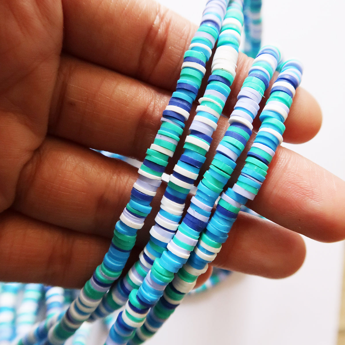 Blue Random Mix 1X5mm Disc Polymer Clay Beads - ClartStudios - Polymer clay Jewellery