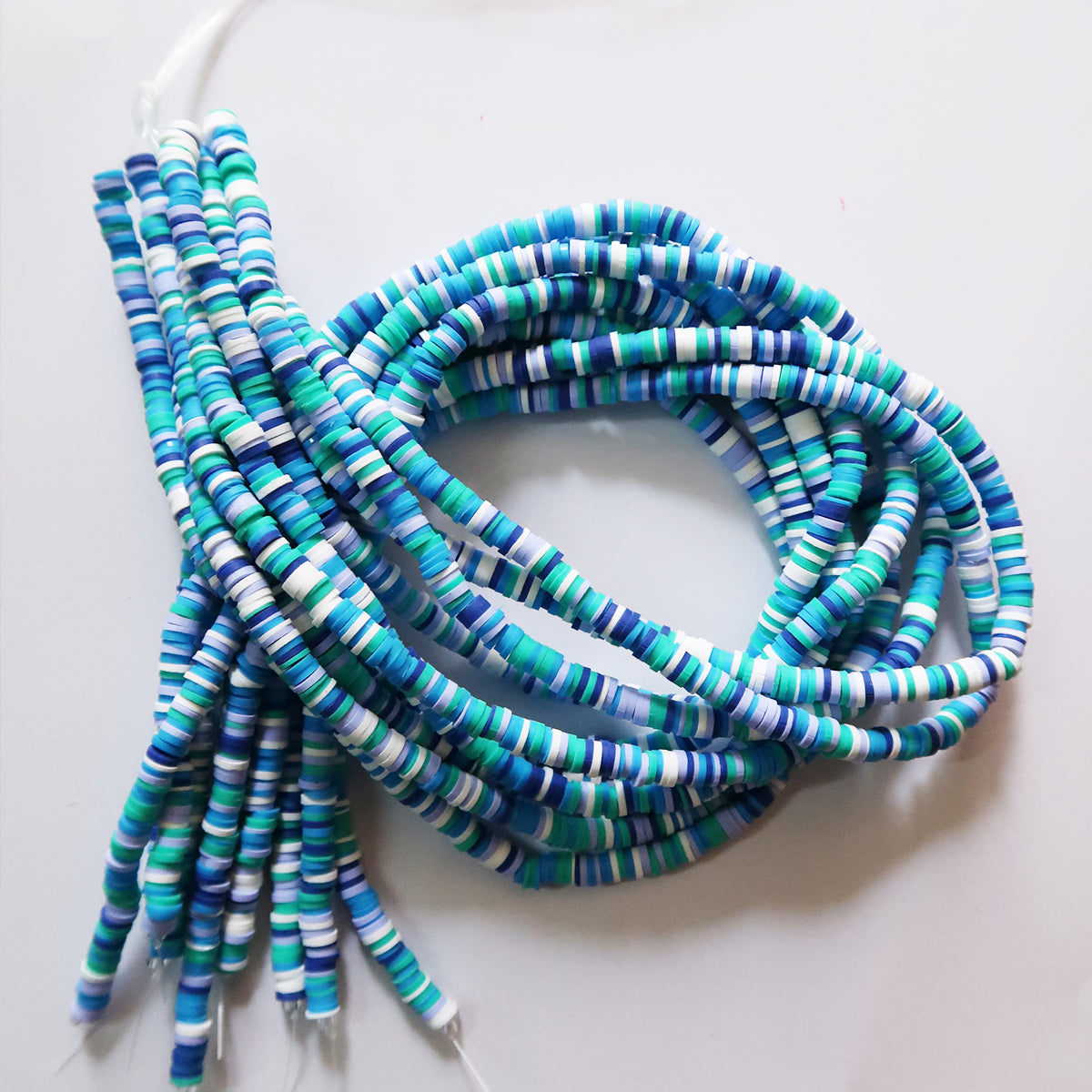 Blue Random Mix 1X5mm Disc Polymer Clay Beads - ClartStudios - Polymer clay Jewellery