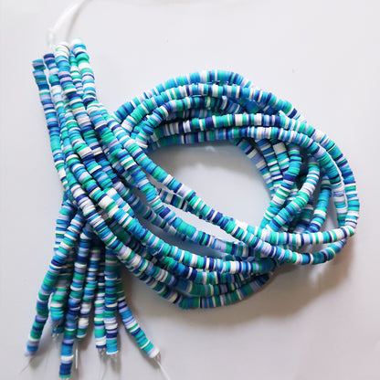 Blue Random Mix 1X5mm Disc Polymer Clay Beads - ClartStudios - Polymer clay Jewellery