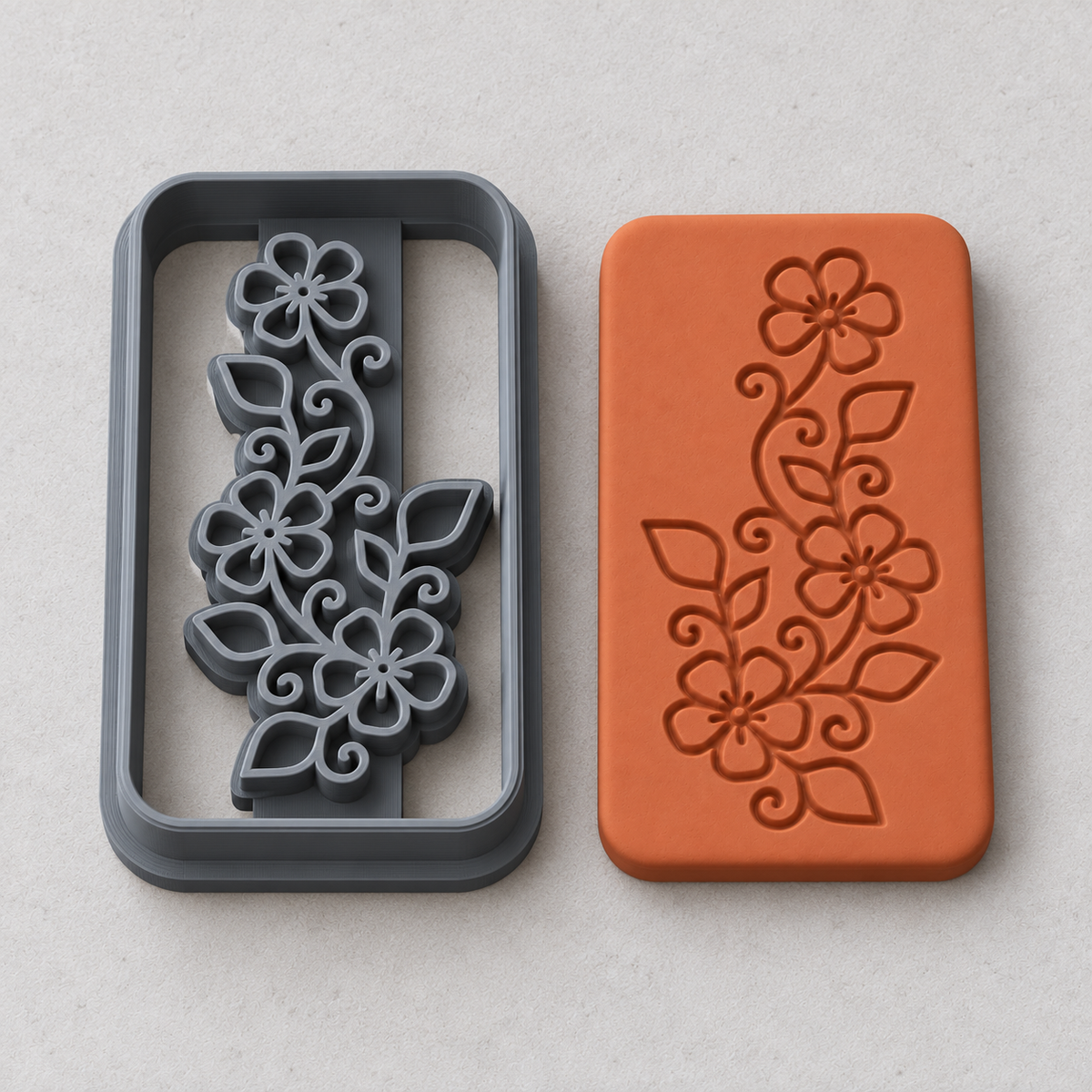 Wild Rose Vine Tablet Polymer Clay Cutter | 116 - ClartStudios - Polymer clay Jewellery