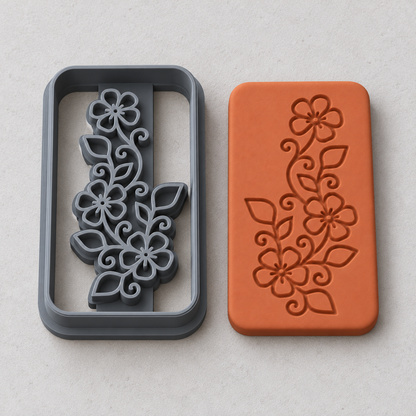 Wild Rose Vine Tablet Polymer Clay Cutter | 116 - ClartStudios - Polymer clay Jewellery