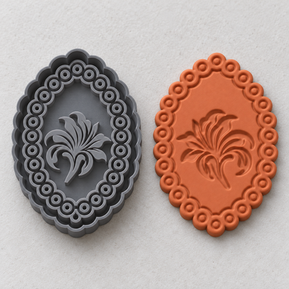 Botanical Cameo Oval Polymer Clay Cutter | 114 - ClartStudios - Polymer clay Jewellery